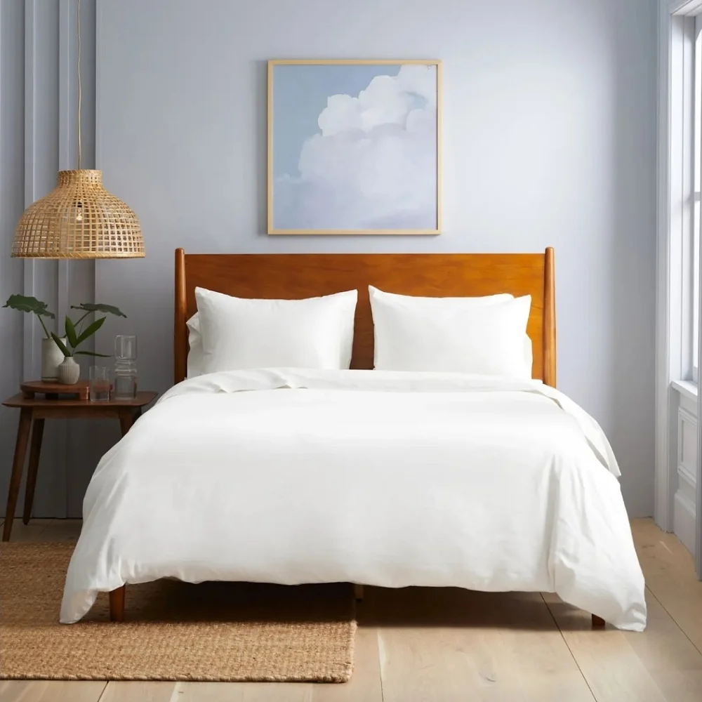 Quince 100% Organic Cotton Sateen White Duvet & Shams! King/ Cal King (760)